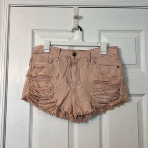 Baby pink denims shorts